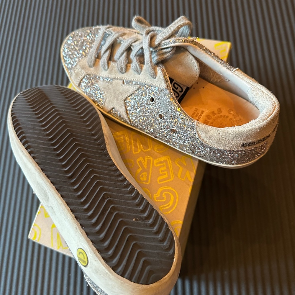 Golden Goose Silver Glitter Star Sneakers - Picture 3 of 4